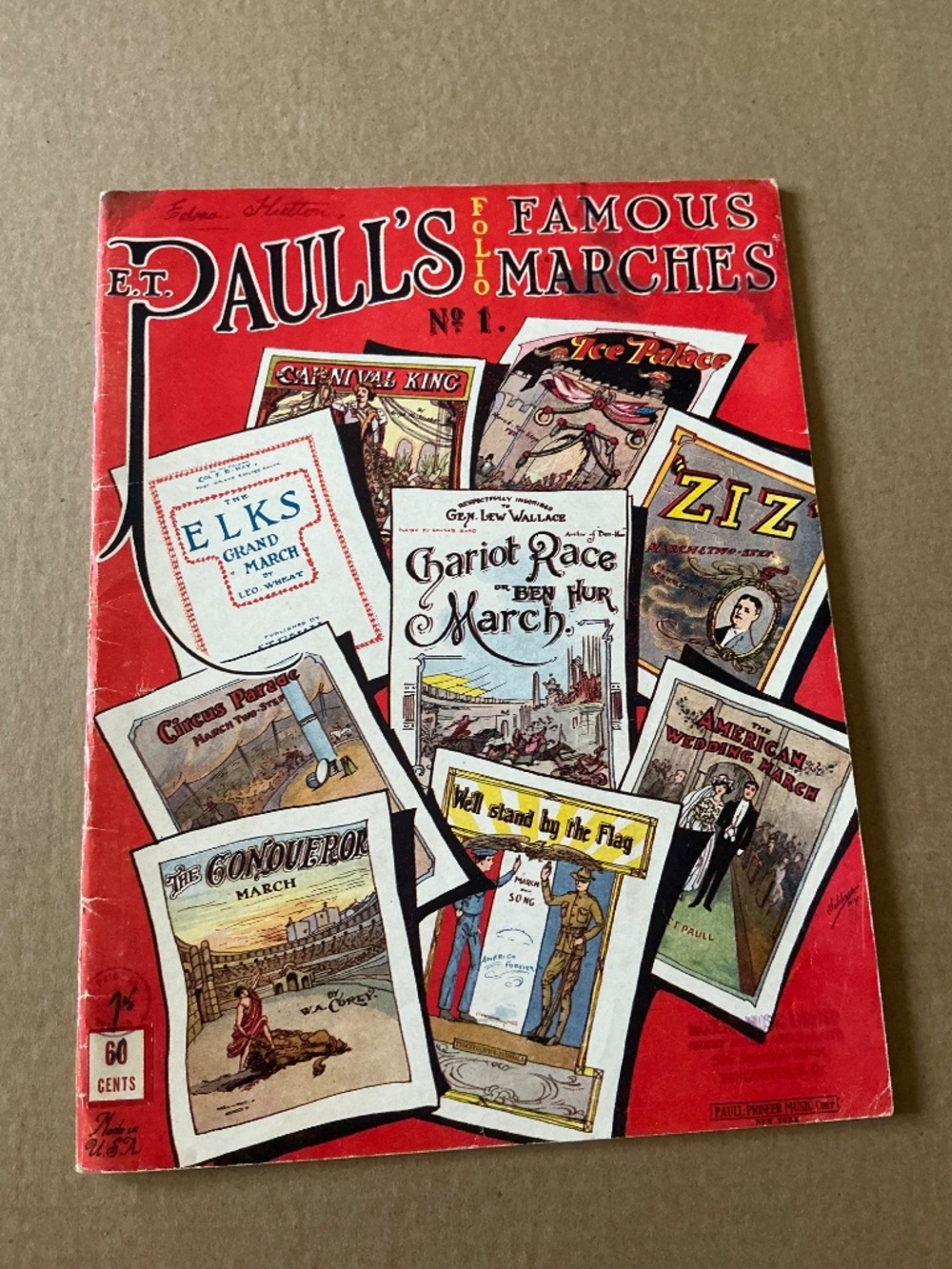 E.T. Paull's Famous Marches Folio No. 1 Vintage Piano Book Sheet Music